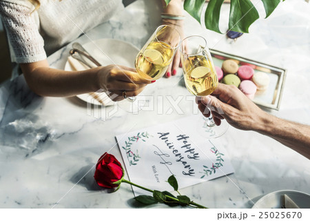 Couple Anniversary Wine Celebration Concept 25025670