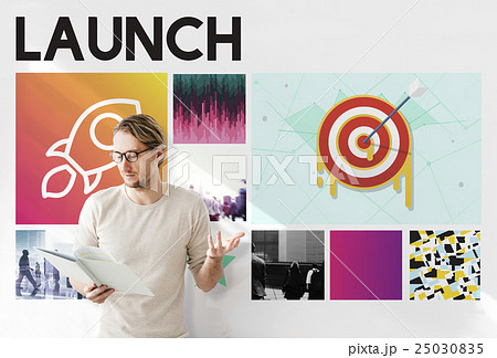 Launch Target Goals Rocketship Graphic Concept 25030835