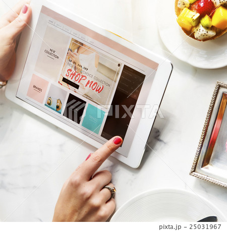 Online Shopping Browsing Cafe Concept Online Shopping Browsing Cafe Concept 25031967
