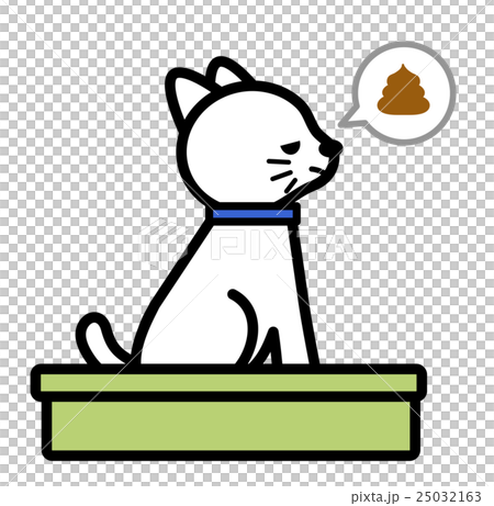 ねこ砂場で用を足すのイラスト素材