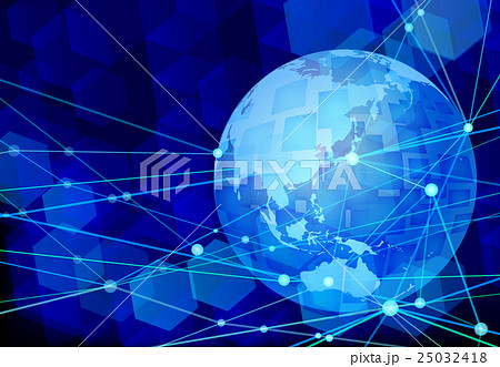 テクノロジーグローバルネットワーク ブルーのイラスト素材