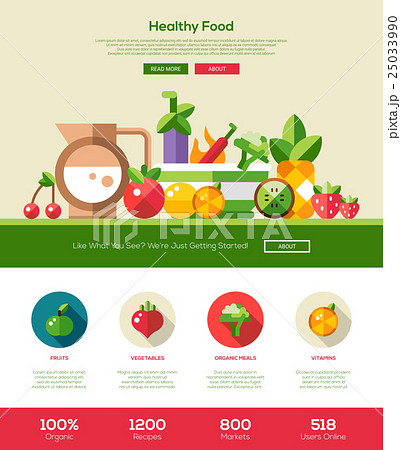 Flat design fruits and vegetables website header 25033990