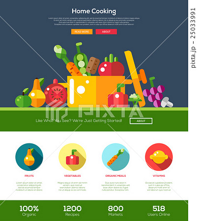 Flat design fruits and vegetables website header 25033991