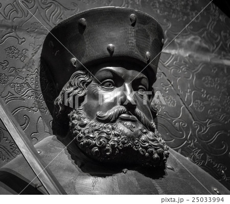 The ancient metal portrait of man with beard 25033994