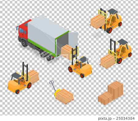 Loading or unloading a truck in the warehouse. - Stock Illustration ...
