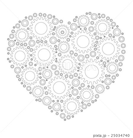 Heart shape mosaic of cog wheels Heart shape mosaic of cog wheels 25034740