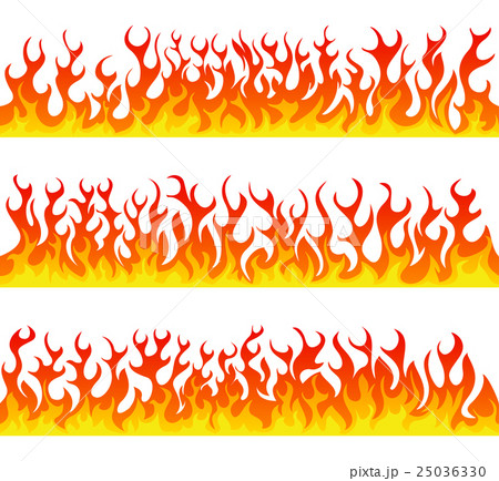 Seamless fire flames line vector set 25036330
