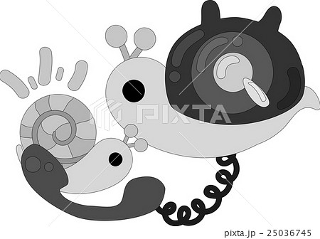 可愛いかたつむりと電話のイラスト素材