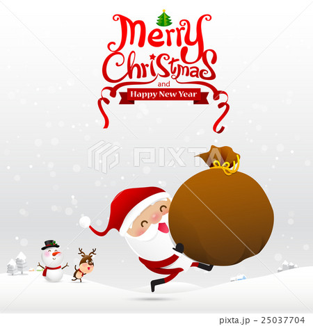 Merry christmas text and santa claus cartoon Merry christmas text and santa claus cartoon 25037704