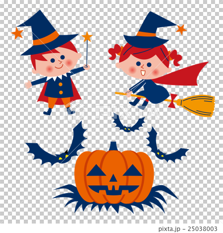 ハロウィン　子供とカボチャ 25038003