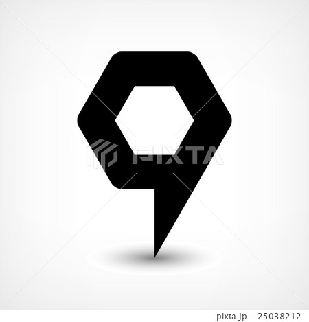 Black map pin flat location sign hexagon icon Black map pin flat location sign hexagon icon 25038212