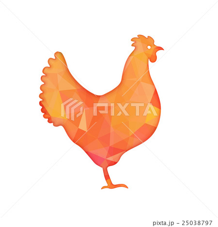 Bright red polygon illustration of a hen isolated Bright red polygon illustration of a hen isolated 25038797