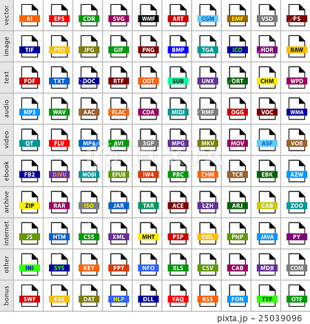Set file types icons in flat style Set file types icons in flat style 25039096