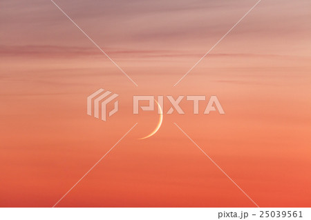 Moon crescent and pastel colors sunset sky 25039561