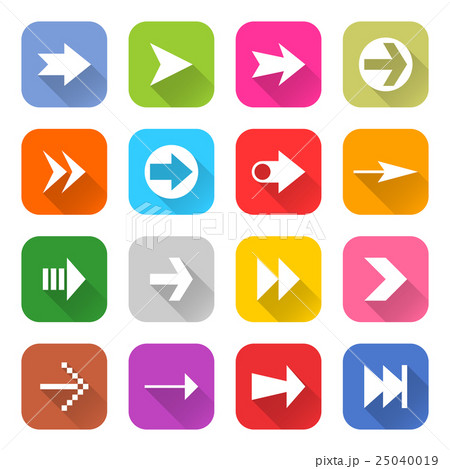 Arrow sign web icon set flat style 25040019
