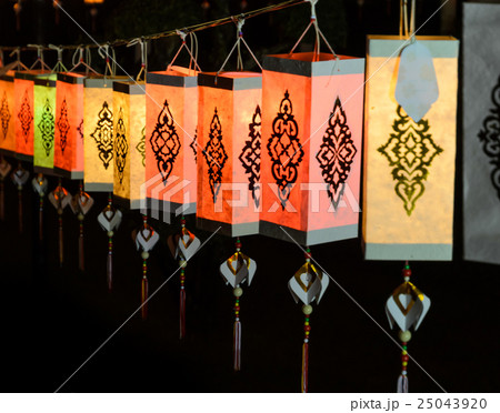 Lanna paper lantern illuminated at night 25043920