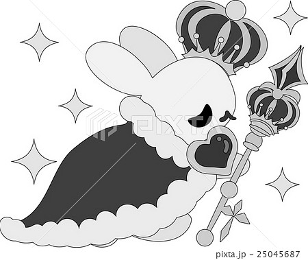 王様の姿をした可愛いウサギのイラスト素材