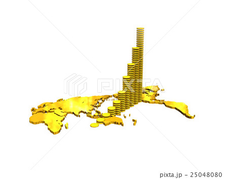 金貨の業績グラフと世界地図 25048080
