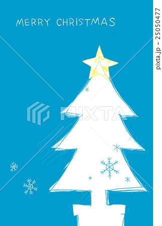 白いクリスマスツリー手書き風のイラスト素材