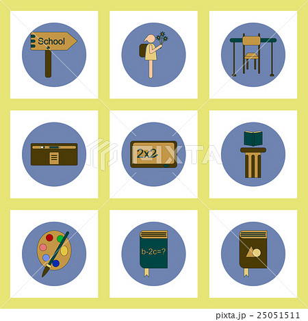 Collection of back to school items in flat style Collection of back to school items in flat style 25051511