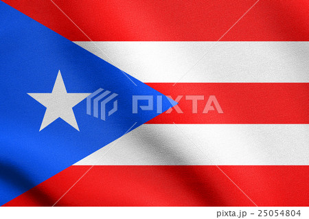 Flag of Puerto Rico waving with fabric texture 25054804
