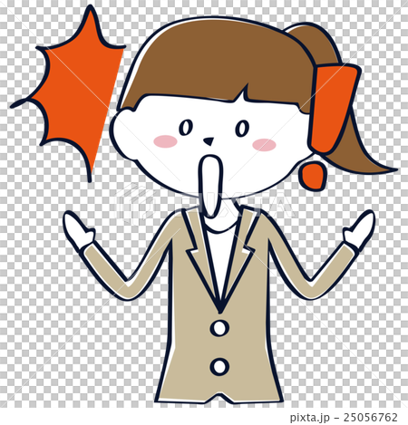 可愛的馬尾辮西裝女商人上半身驚訝 25056762