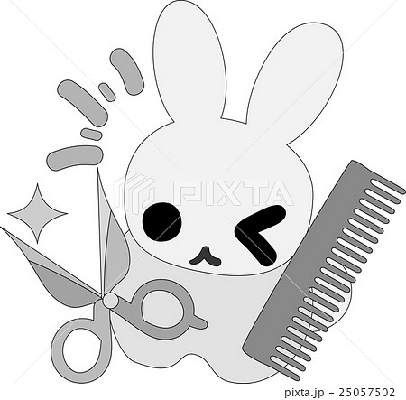 美容師の姿をした可愛いウサギのイラスト素材