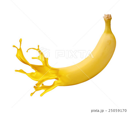 Yellow banana with paint splash Yellow banana with paint splash 25059170