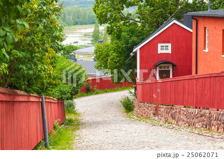 Red wooden houses in Porvoo, Finland 25062071