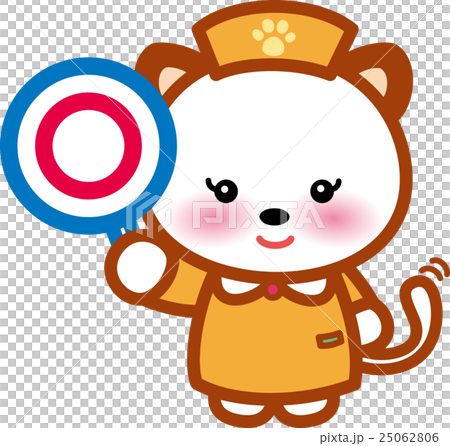 ネコさん アニマルナース 可愛い動物の看護師さん 足跡のイラスト素材