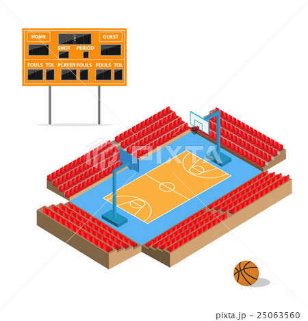Basketball Stadium With Scoreboardのイラスト素材