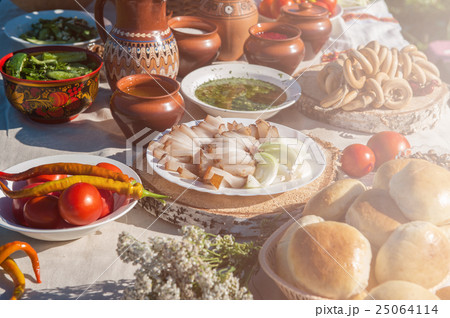 Russian table with food Russian table with food 25064114