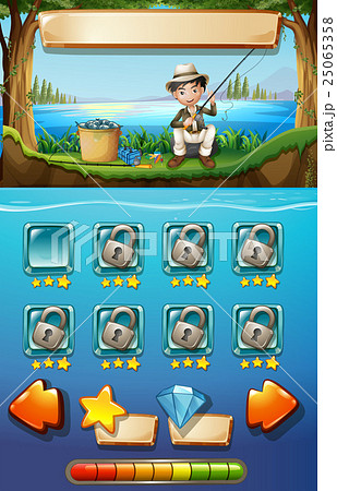Game template with man fishing in background 25065358