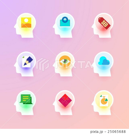 Vector flat icons collection on the human brain Vector flat icons collection on the human brain 25065688