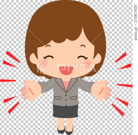 傳播兩隻手的微笑女商人 傳播兩隻手的微笑女商人 25067085