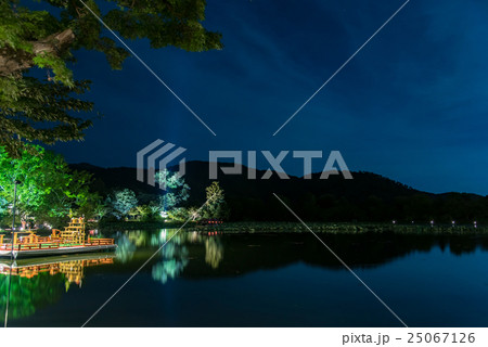 京都　中秋の名月　大覚寺の観月の夕べ　月見の舟 25067126