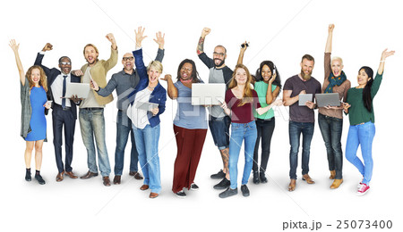 Diverse Group People Standing Technology Concept 25073400