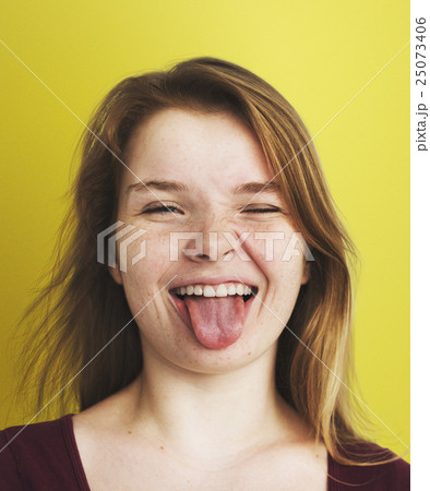 Woman Face Expression Playful Naughty Concept 25073406