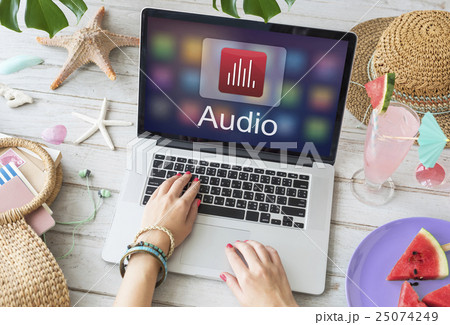 Digital Music Streaming Multimedia Entertainment Online Concept Digital Music Streaming Multimedia Entertainment Online Concept 25074249