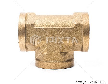 Brass water-pipe isolated on white background 25079107
