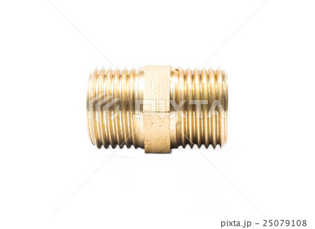 Brass water-pipe isolated on white background 25079108