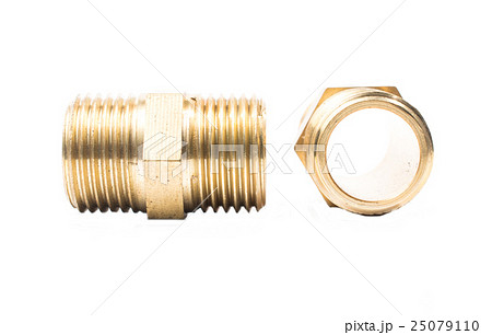 Brass water-pipe isolated on white background 25079110