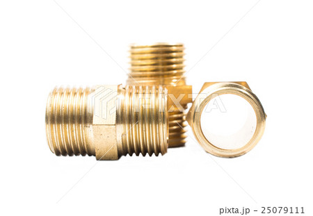 Brass water-pipe isolated on white background 25079111