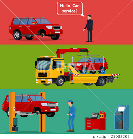 Tow truck transporting a broken machine to the car Tow truck transporting a broken machine to the car 25082202