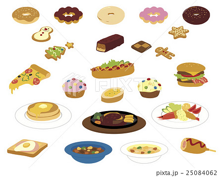 色々な食べ物のイラストのイラスト素材 25084062 Pixta