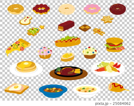 色々な食べ物のイラストのイラスト素材
