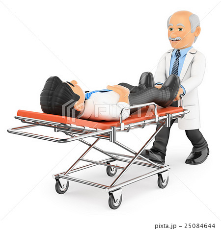 3d Doctor Pushing A Stretcher With A Patientのイラスト素材