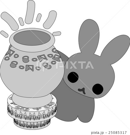 陶芸家の姿をした可愛いウサギ 陶芸家の姿をした可愛いウサギ 25085317