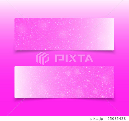 Horizontal Pink Rectangle Banners. Snow, Winter. 25085428