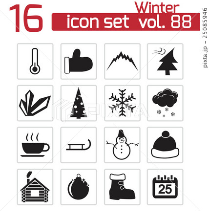 Vector black winter icons set Vector black winter icons set 25085946
